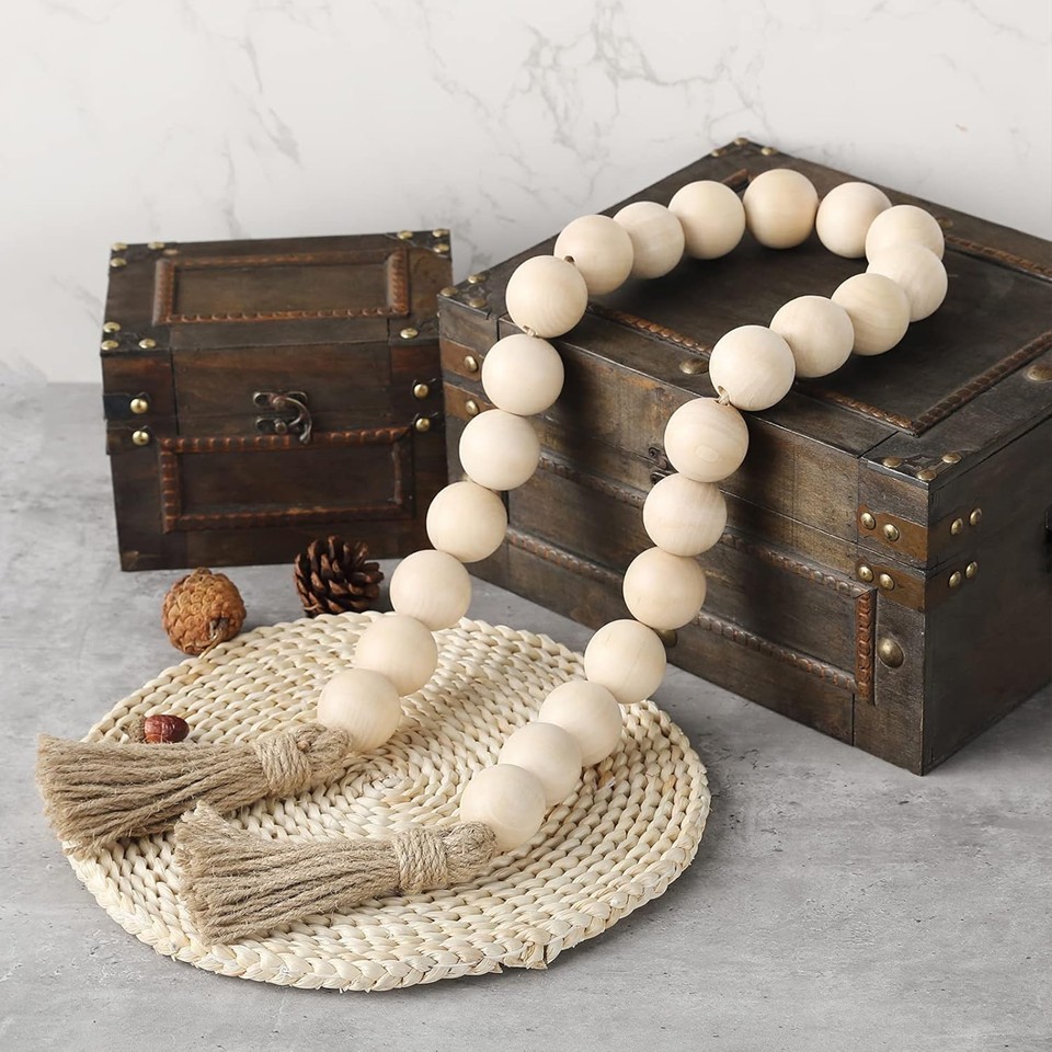 Wooden Bead Garland 1.27 Meter – Natural Wood