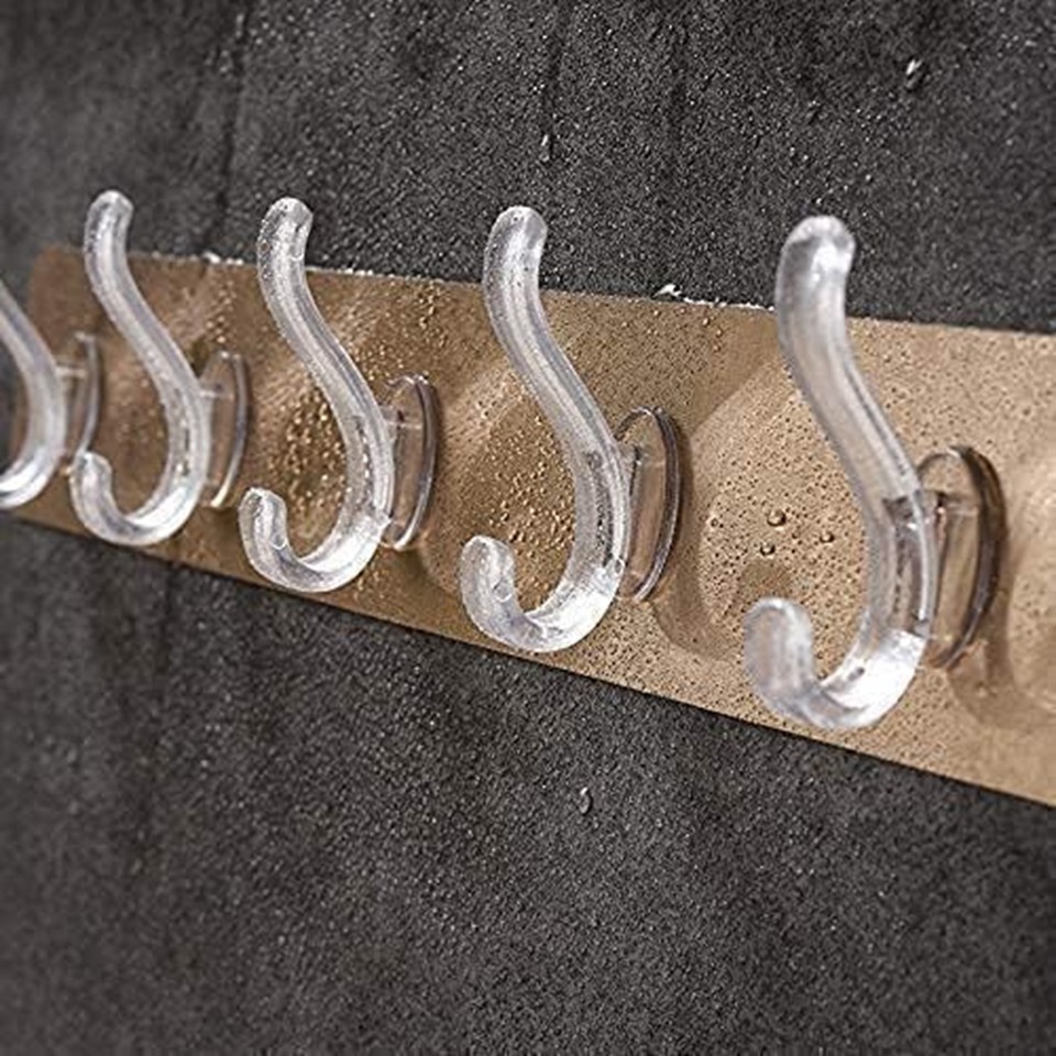 Adhesive Wall Hook Rack with 6 Hooks – Gold