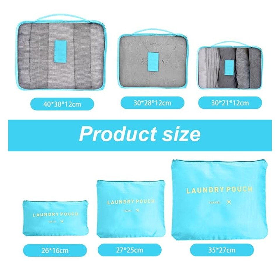 Travel Organizer Bags Set 6 Pieces – Blue