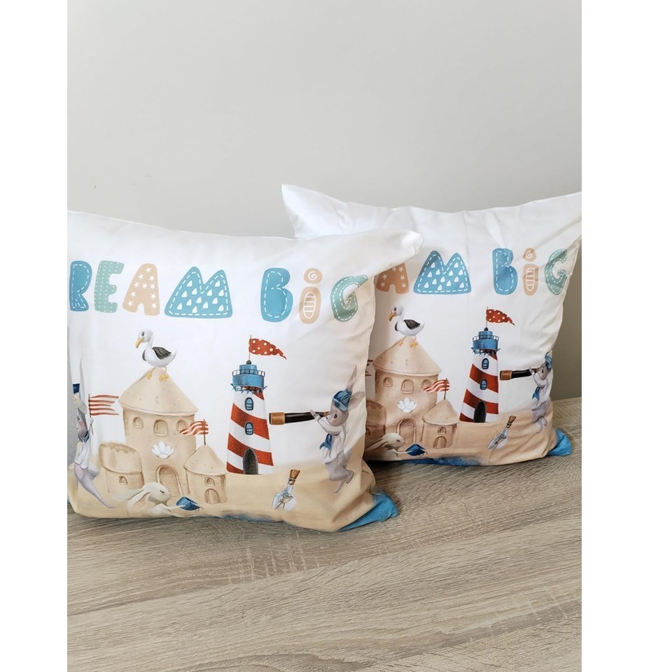 Decorative Cushion Cover with Beach Print for Kids – Multicolor