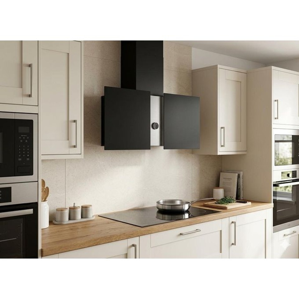 Purity Built-In Wall Mounted Double Glass Kitchen Hood 60 cm Black – PORTO PLUS BL 60CM