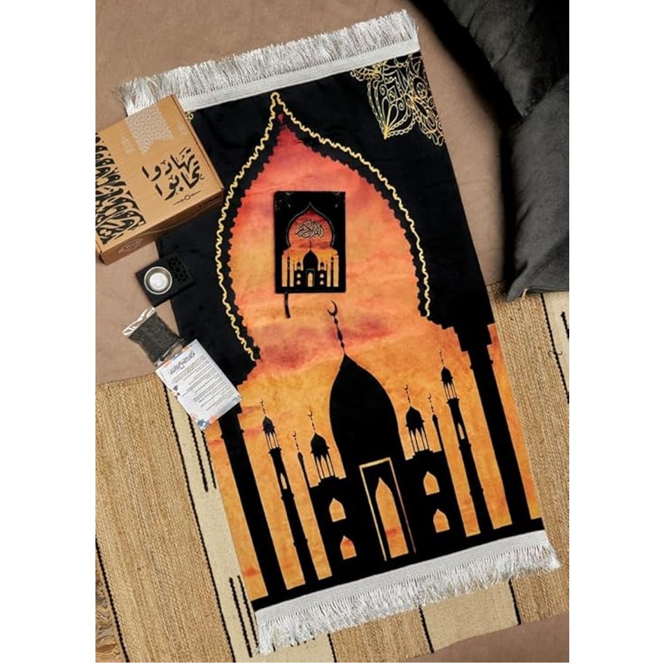 Ramadan Box (prayer + Qur’an + incense burner + remembrance + incense) Tahado Tahabo – High Quality Material- 5psc -Orange