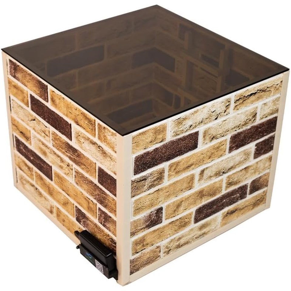 Infinity Table with Mirror and Glass Lighting - Light Brick