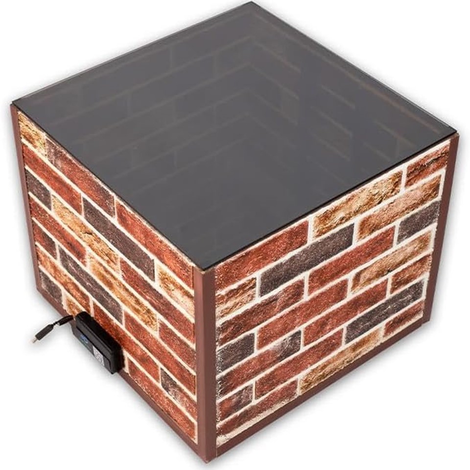 Infinity Table with Mirror and Glass Lighting - Dark Brick