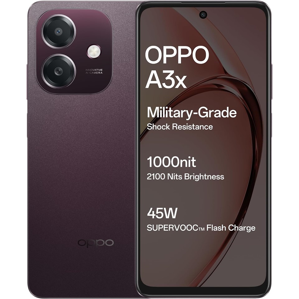 OPPO A3X 4G , 4GB RAM 64GB Storage with No Cost EMI/Additional Exchange Offers - Nebula Red