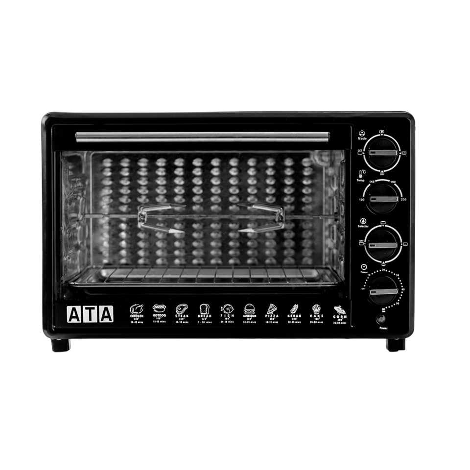 ATA Electric Oven 38Liter With Grill And Fan - Black