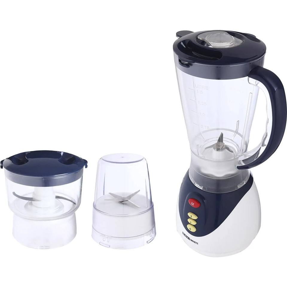 Black And White  Electric Blender 3×1, 1.5 Liter, 500 Watt, White Navy - BL-5200