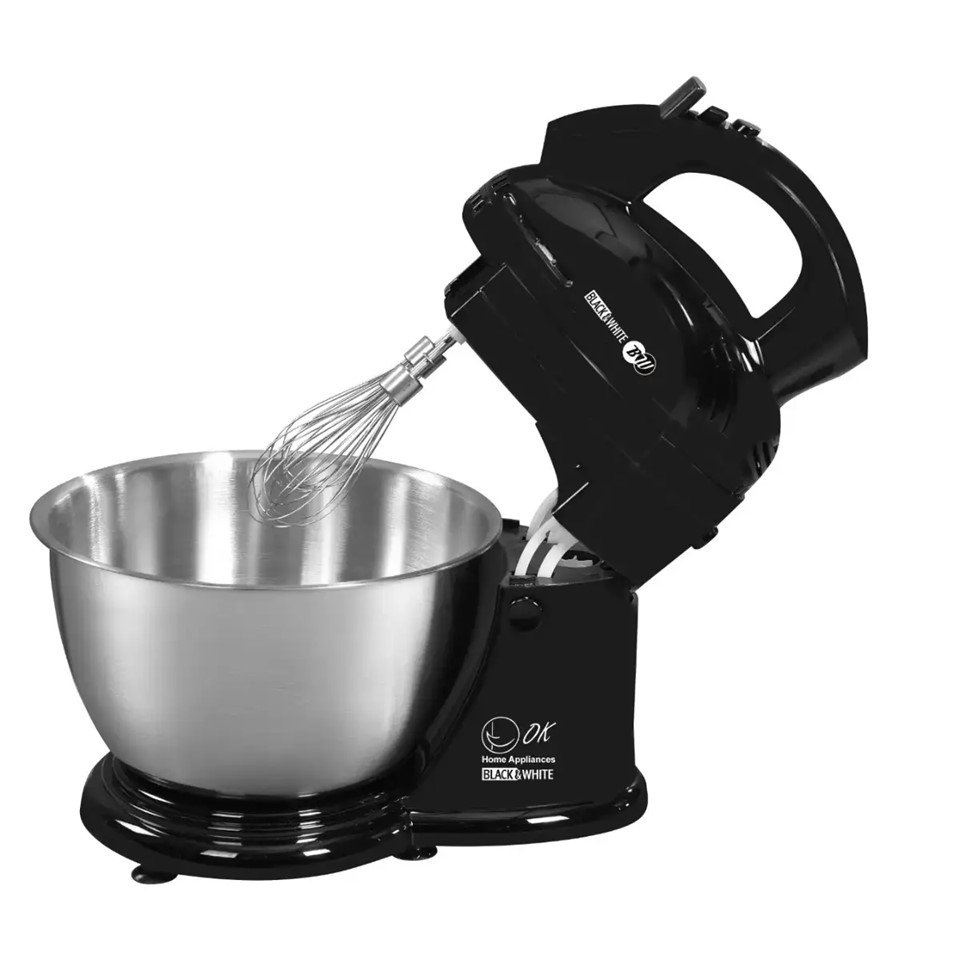 Black And White  Stand Mixer 4Liter,  400 Watt, Black - H-3500