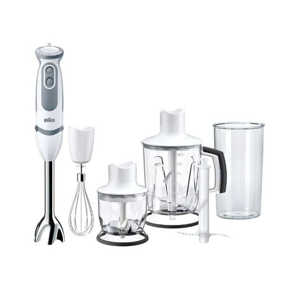 Braun MultiQuick 5 Vario Hand Blender with Attachments, 1000 Watt, White/Grey - MQ 5245 WH