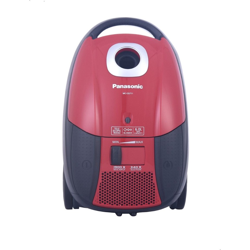 Panasonic Deluxe Series Bagged Vacuum Cleaner, 1900 Watt, Red - MC-CG711