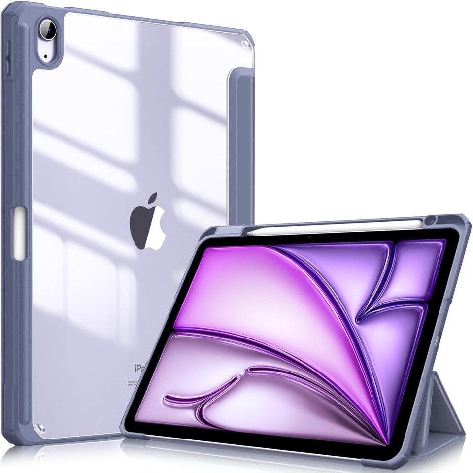 Fintie Hybrid iPad Air Case with Clear Back Cover and Pen Holder - Cloudy Blue