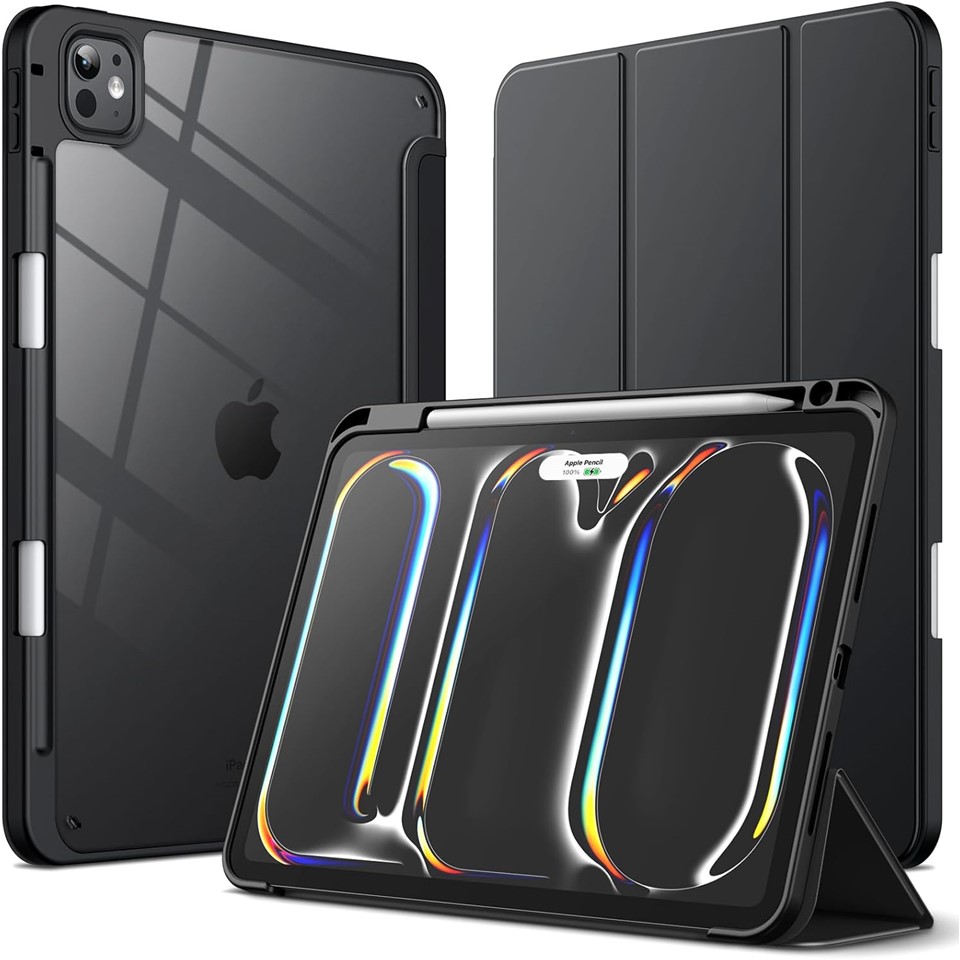 Jetech Case For iPad Pro With Pen Holder Clear Transparent Back
