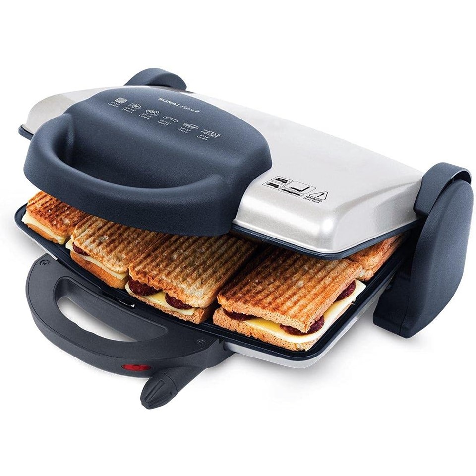 Sonai 2 in 1 Sandwich Maker 1800 Watt, Silver - SH-300