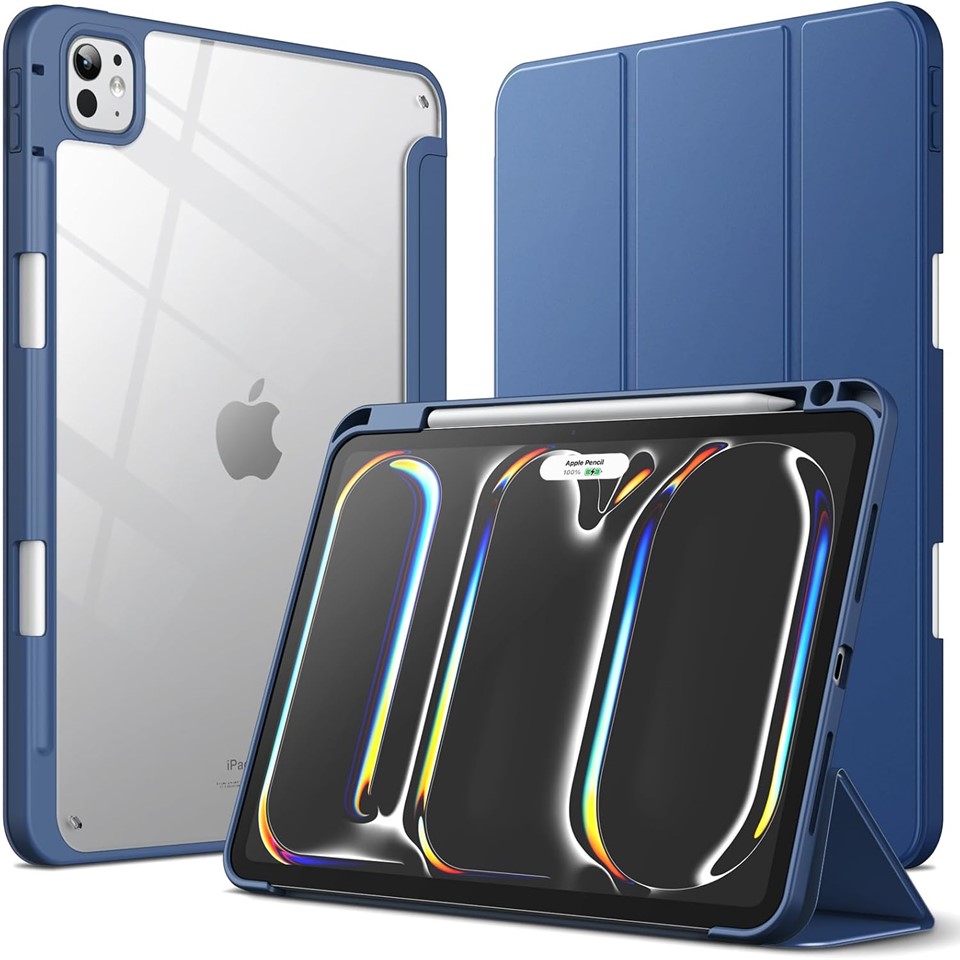 Jetech Case For iPad Pro With Pen Holder Clear Transparent Back