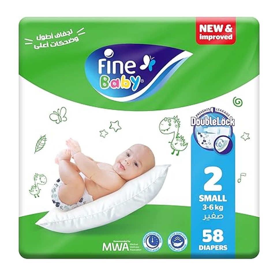 Fine Baby Diapers Size 2, 3-6 kg, 58 Diaper