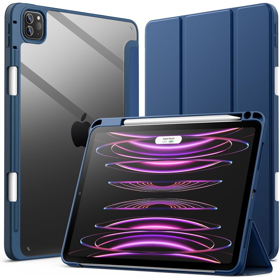 Jetech Ipad Pro Case with Pencil Holder Clear Back Cover