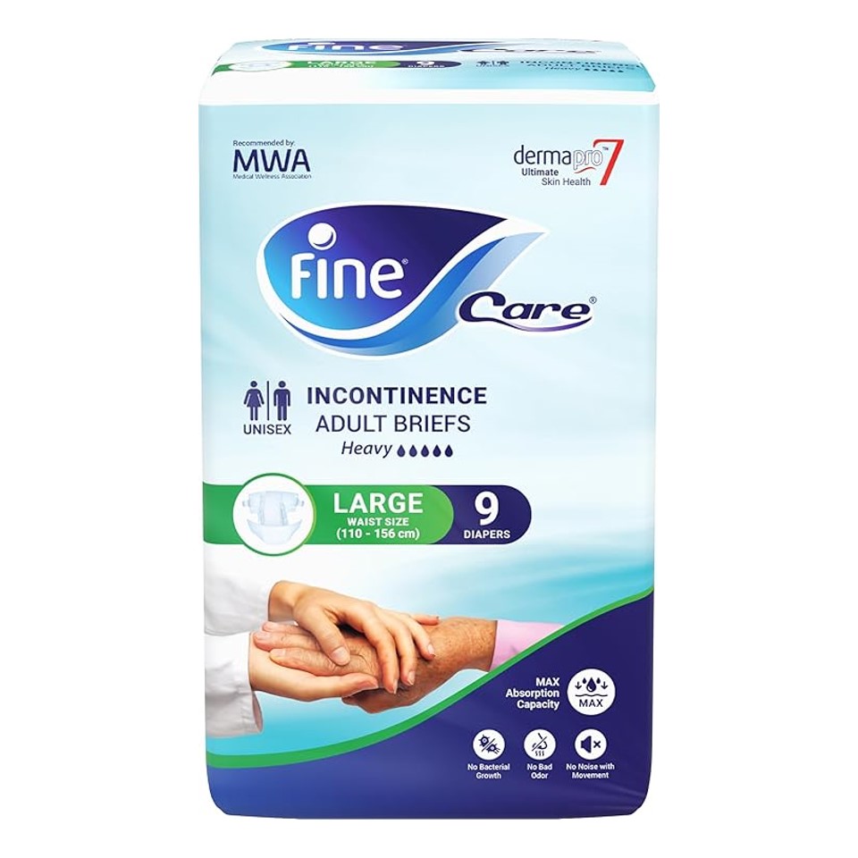 Fine Care Adult Diapers Large Size ,Waist 110-156 cm, Count 9