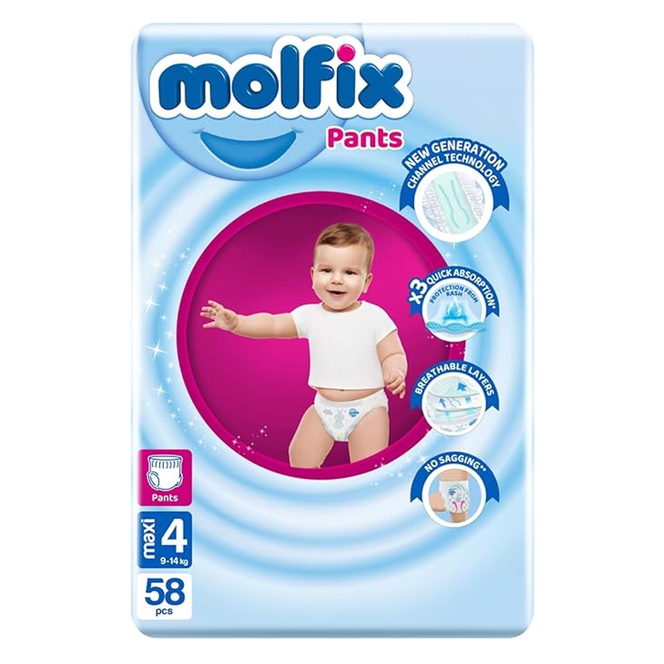 Molfix Pants Diapers Jumbo Pack Maxi Size 4 - 58 Pieces