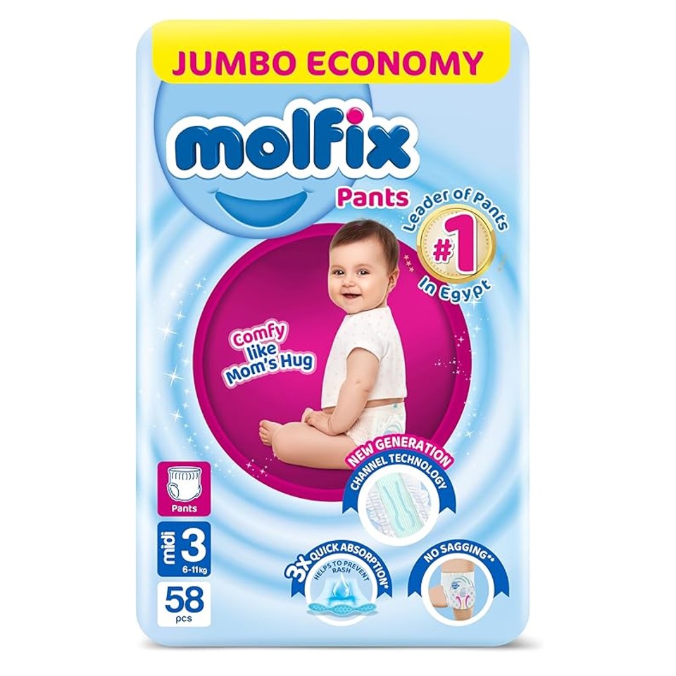 Molfix Pants Diapers Size 3 Jumbo Pack Midi - 58 Pieces