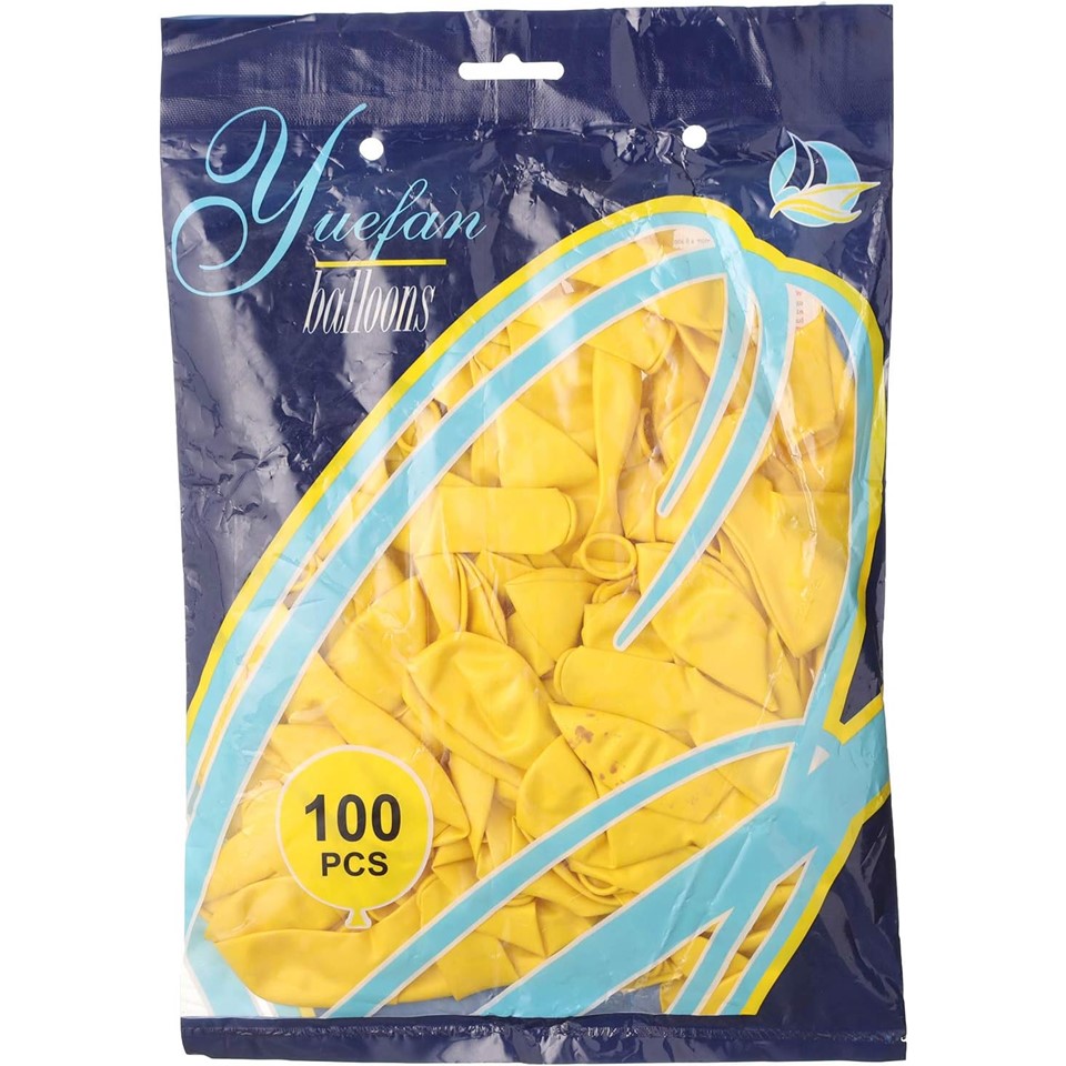 Yuefan Balloons Latex Balloon 100 Pieces - Yellow