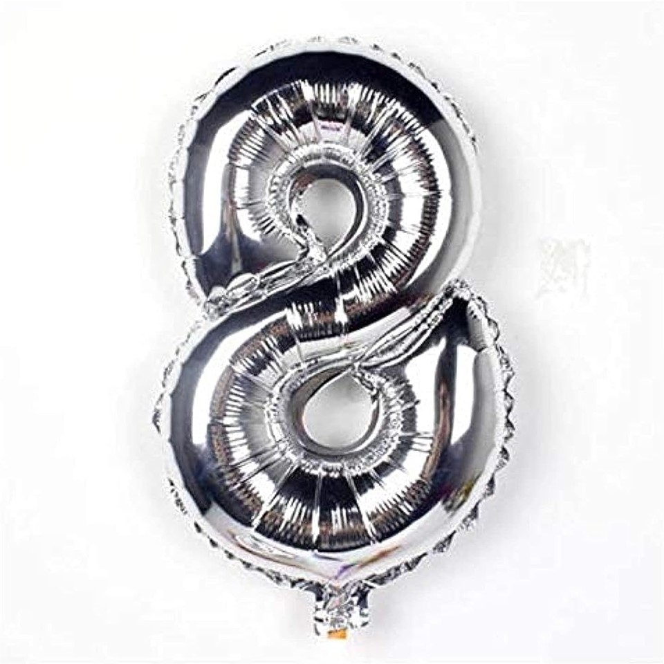 Tellpet Number 8 Balloon, 32 Inch - Silver