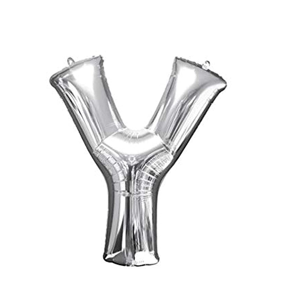 Letter Y Supershape Helium Balloon - Silver