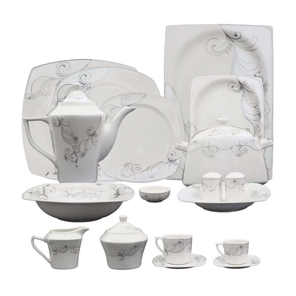 Dinnerware Set Fathy Mahmoud Daimond Collection Sliver Star Edition 129 Pieces - Multi Color