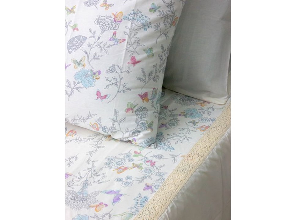 Joubert Floral Print Large Bed Sheet Set, 5 Pieces - Gray