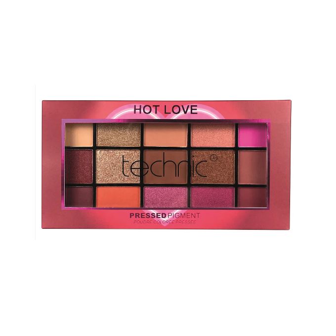 Technic Pressed Pigment Eyeshadow Palette, Hot Love -15 Color