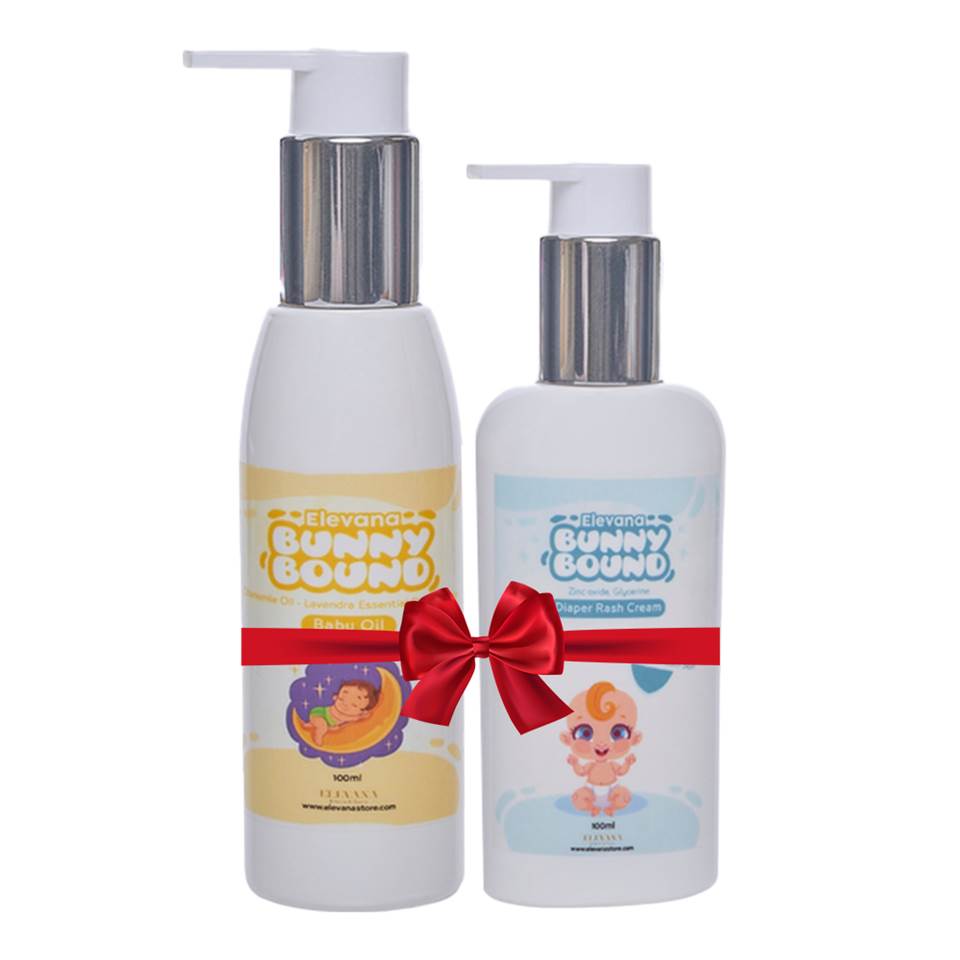 Elevana Bunny Bound Baby Oil 100 ml + Elevana Bunny Bound Diaper Cream 100 ml