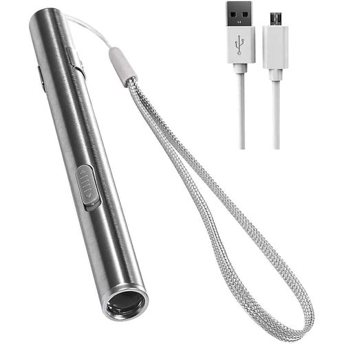 مصباح يدوي للجيب من الفولاذ المقاوم للصدأ فائق السطوع مع كابل USB للفحص الطبي