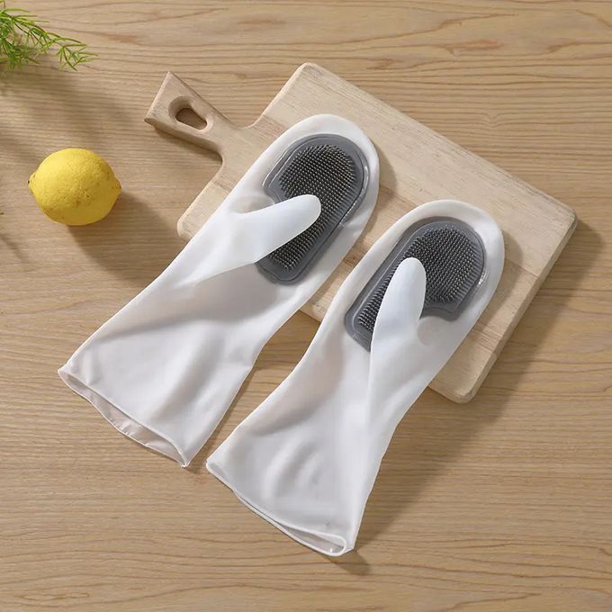 Silicone Rubber Cleaning Gloves Dishwashing Brush Magic Brush